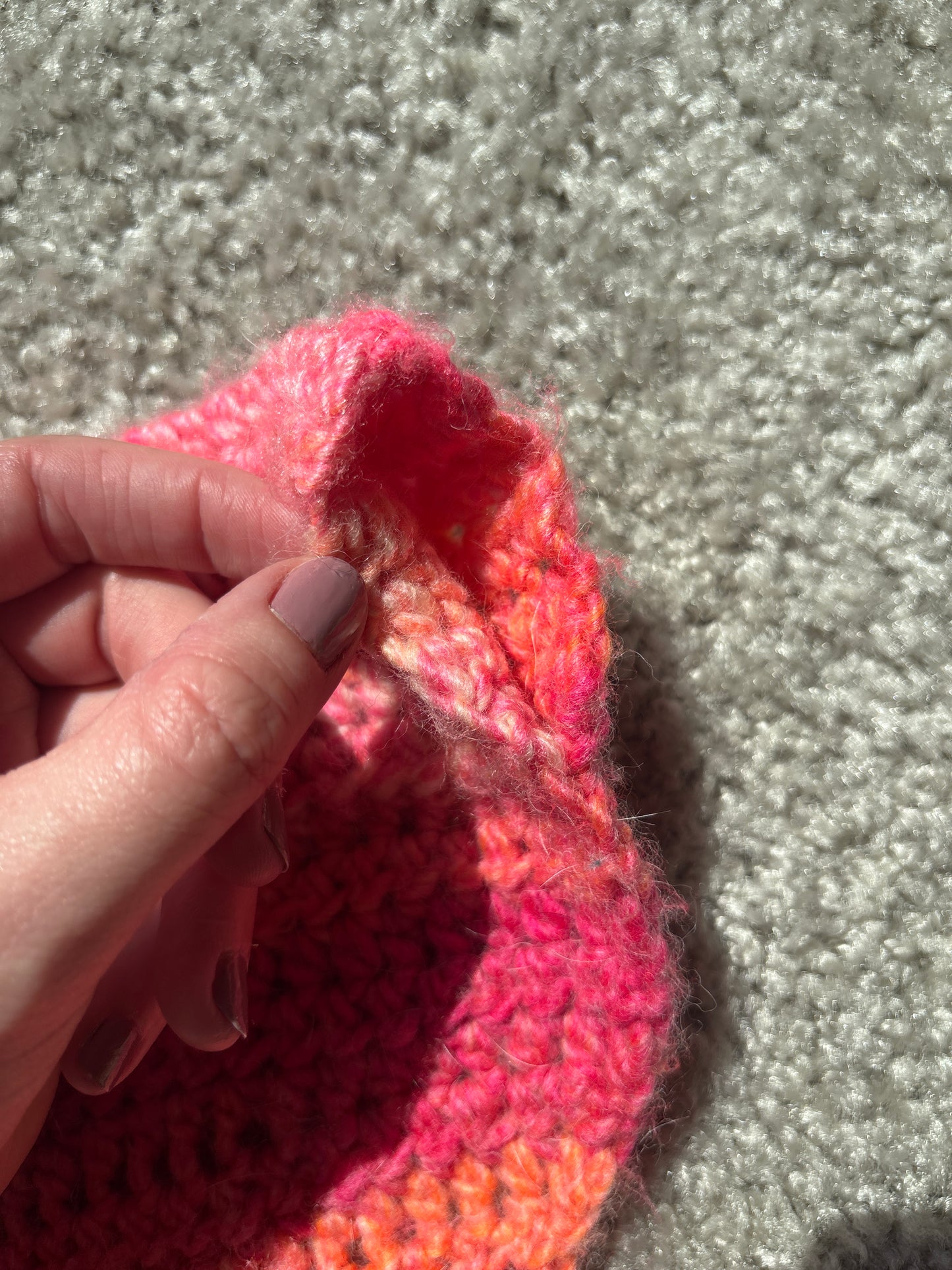 Glowing Grapefruit Crochet Slip-On Bandana (Size L)