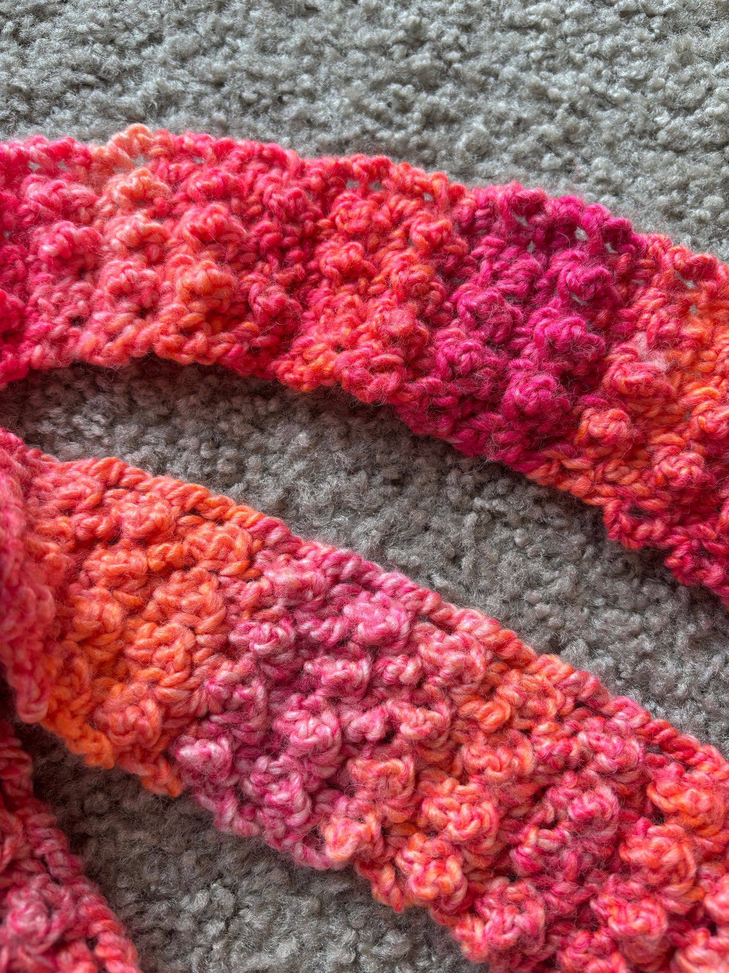 Sunset Pebble Crochet Skinny Scarf