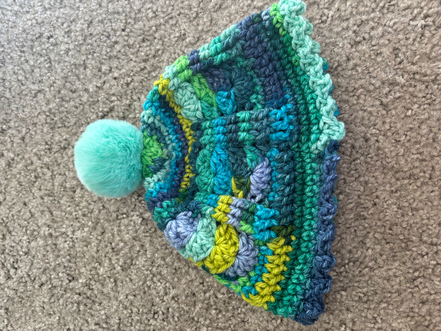 Ocean Frost Puff Stitch Beanie