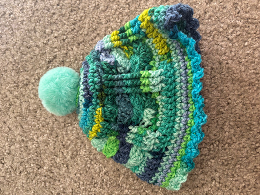 Ocean Frost Puff Stitch Beanie